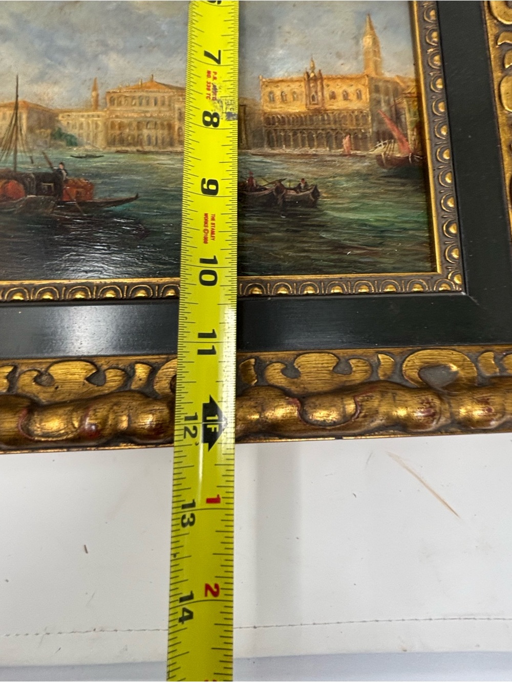 Antique Style Harbor Scene Painting sailboats And Figures Signed “Vichy” - Picture 6 of 8